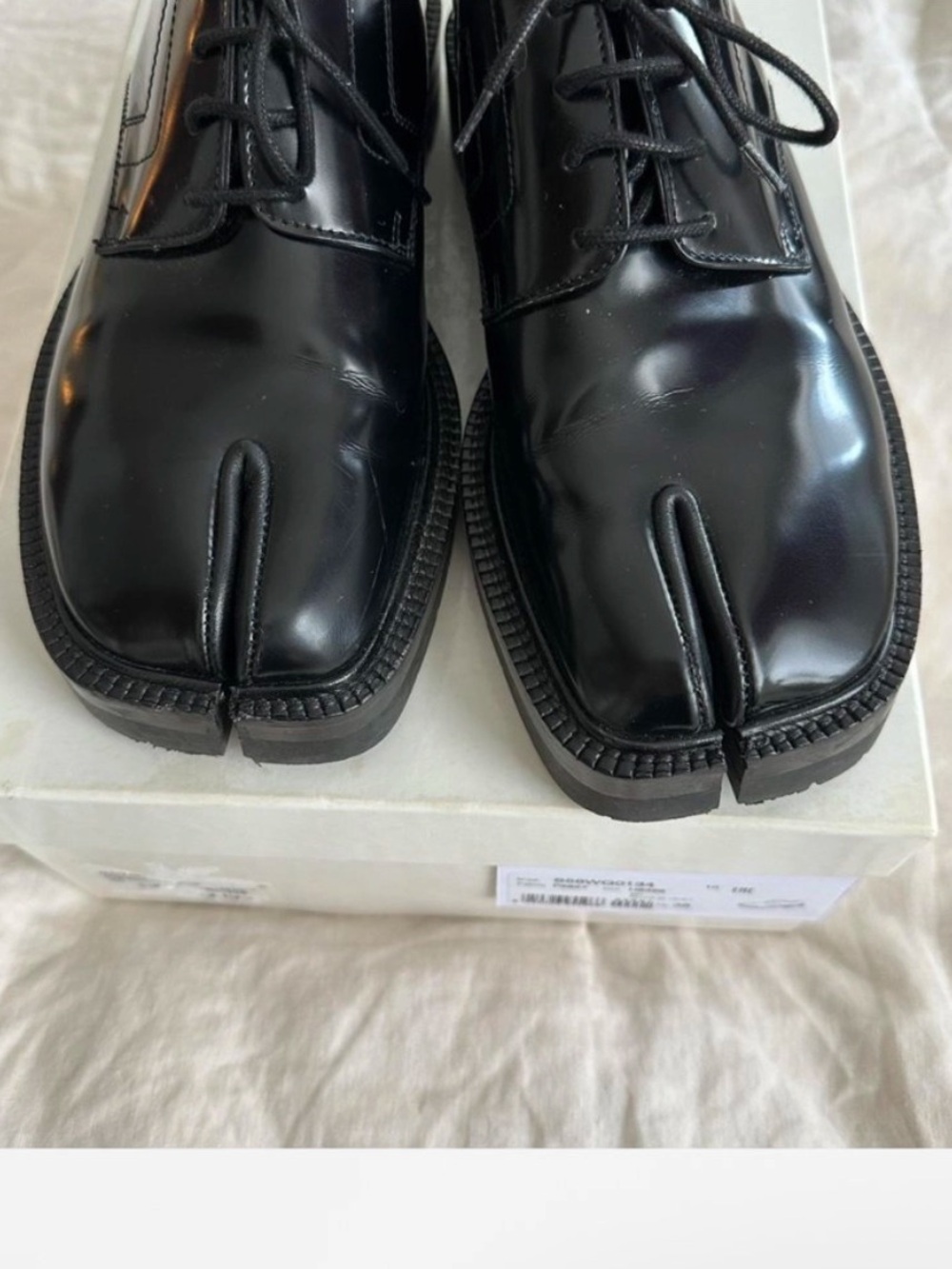 Maison Martin Margiela Black Split-Toe Lace-Up Oxfords